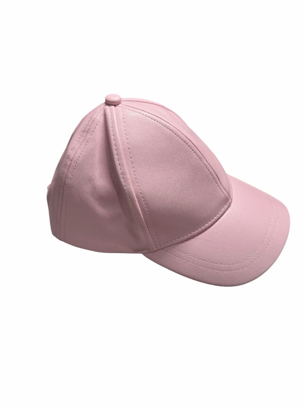 Pink Faux Leather Baseball Hat